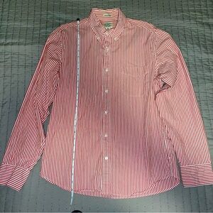 Red and White Striped J. Crew Slim Untucked Long Sleeve Button-down Shirt